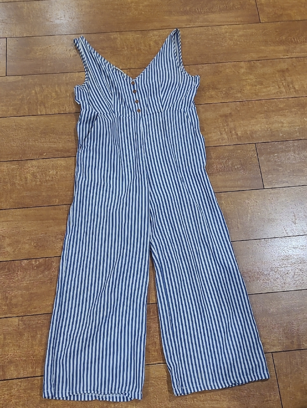 Striped Blue & White Wide-Leg Jumpsuit